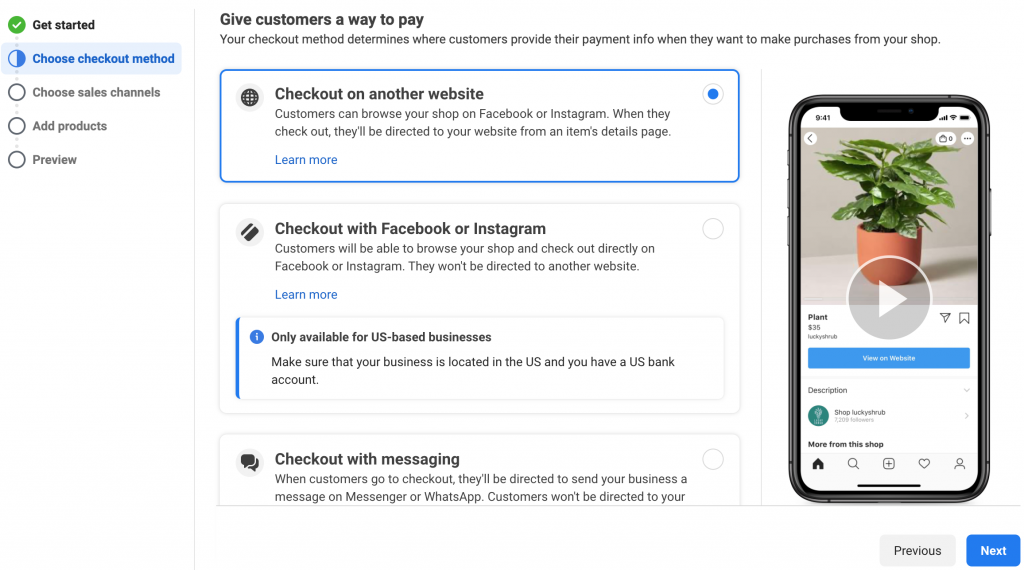 way to pay on facebook shop