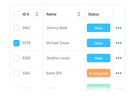 Lista över beställningar och deras status på vetrina live ecommerce admin panel