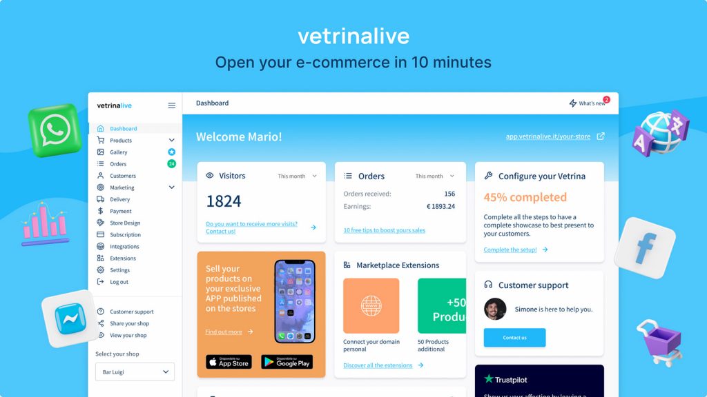ecommerce is the future and you can open yours with vetrinalive